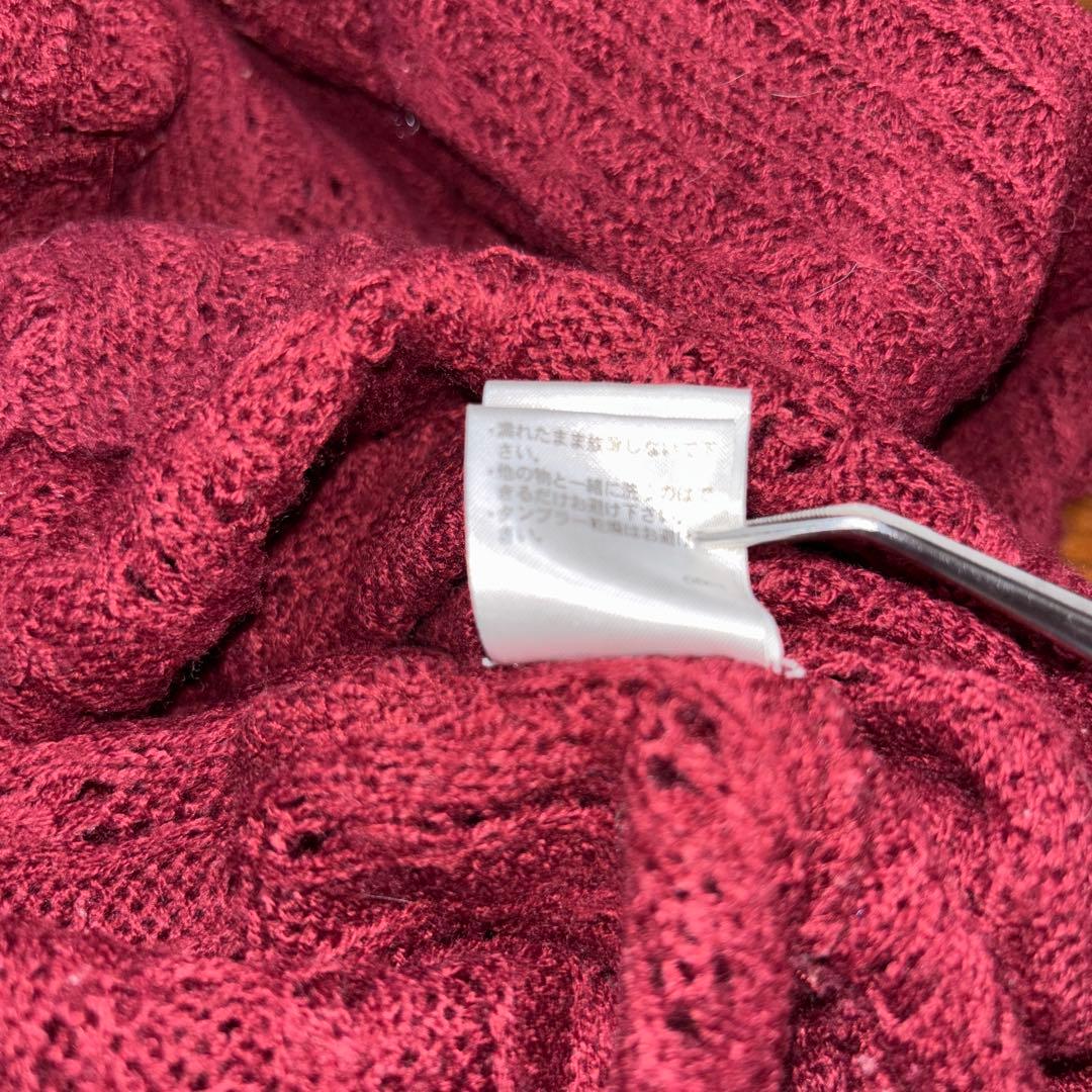 OLIVE des OLIVE ケーブルニット L ワインレッドフリルd732 18