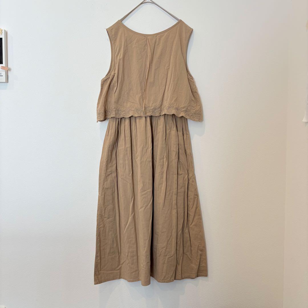 .アールピーエス 刺繍　ノースリーブワンピース 綿100％ ベージュ Mサイズ 4