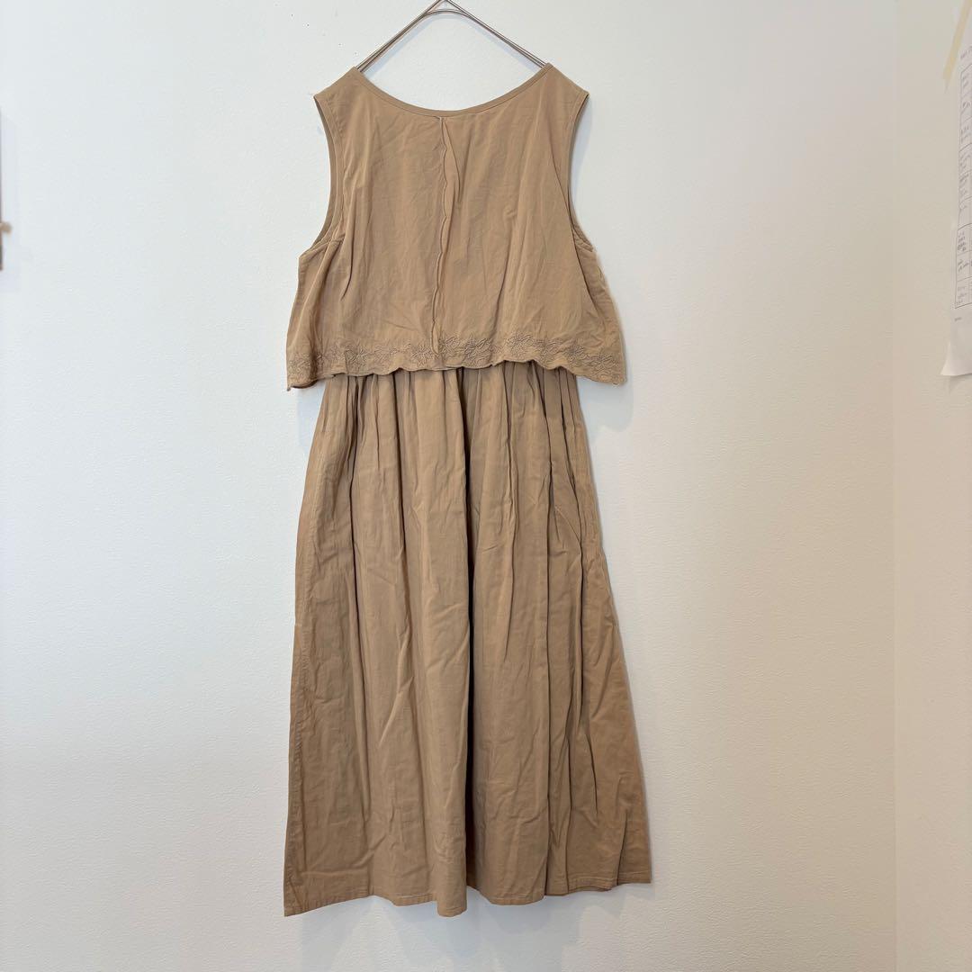 .アールピーエス 刺繍　ノースリーブワンピース 綿100％ ベージュ Mサイズ 5