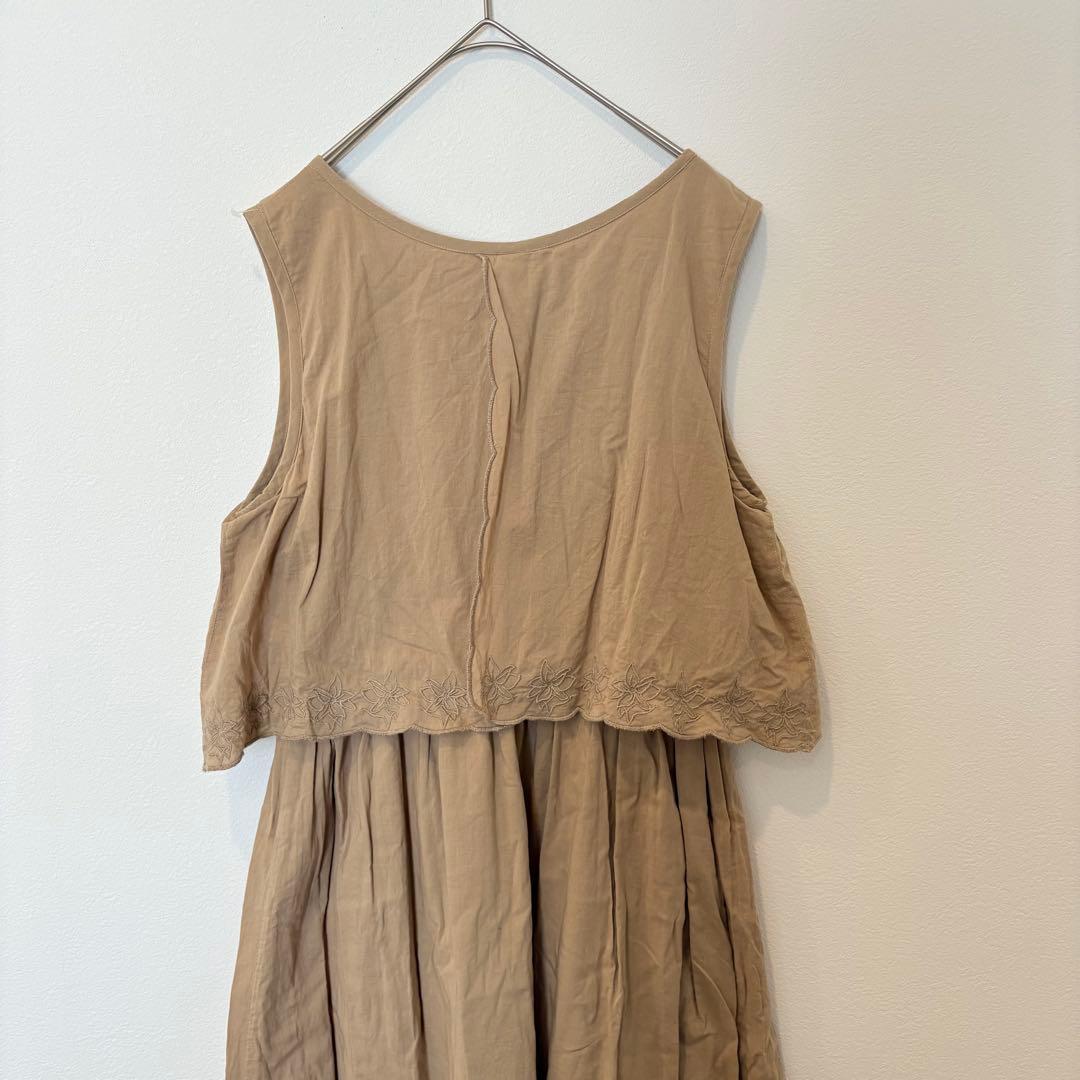 .アールピーエス 刺繍　ノースリーブワンピース 綿100％ ベージュ Mサイズ 6