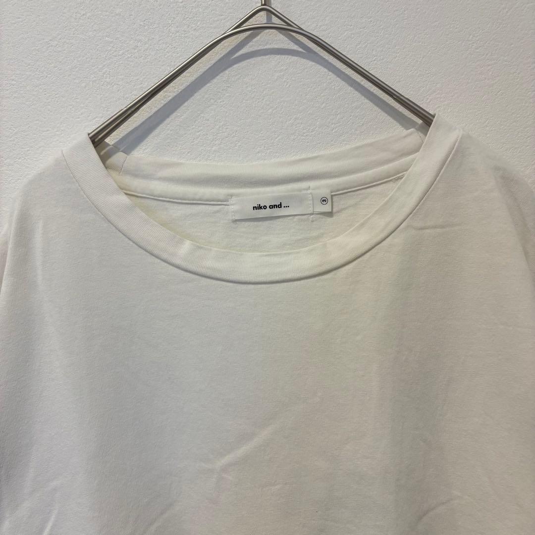 ニコアンド 半袖Tシャツ バックロゴ ビッグシルエット 白　ホワイト L 2