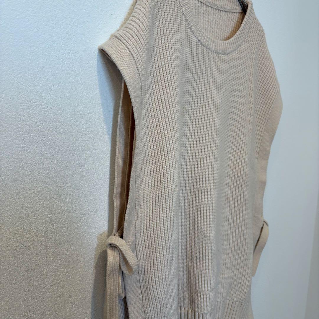 アズールエンカント ニットベスト アイボリー　ベージュ M リボン　ノースリーブ 4