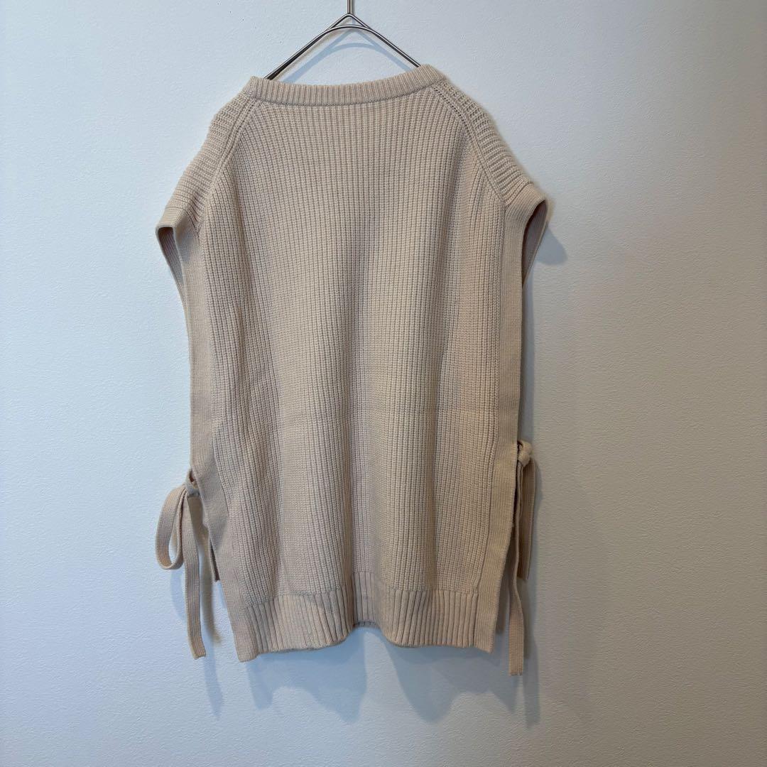 アズールエンカント ニットベスト アイボリー　ベージュ M リボン　ノースリーブ 5