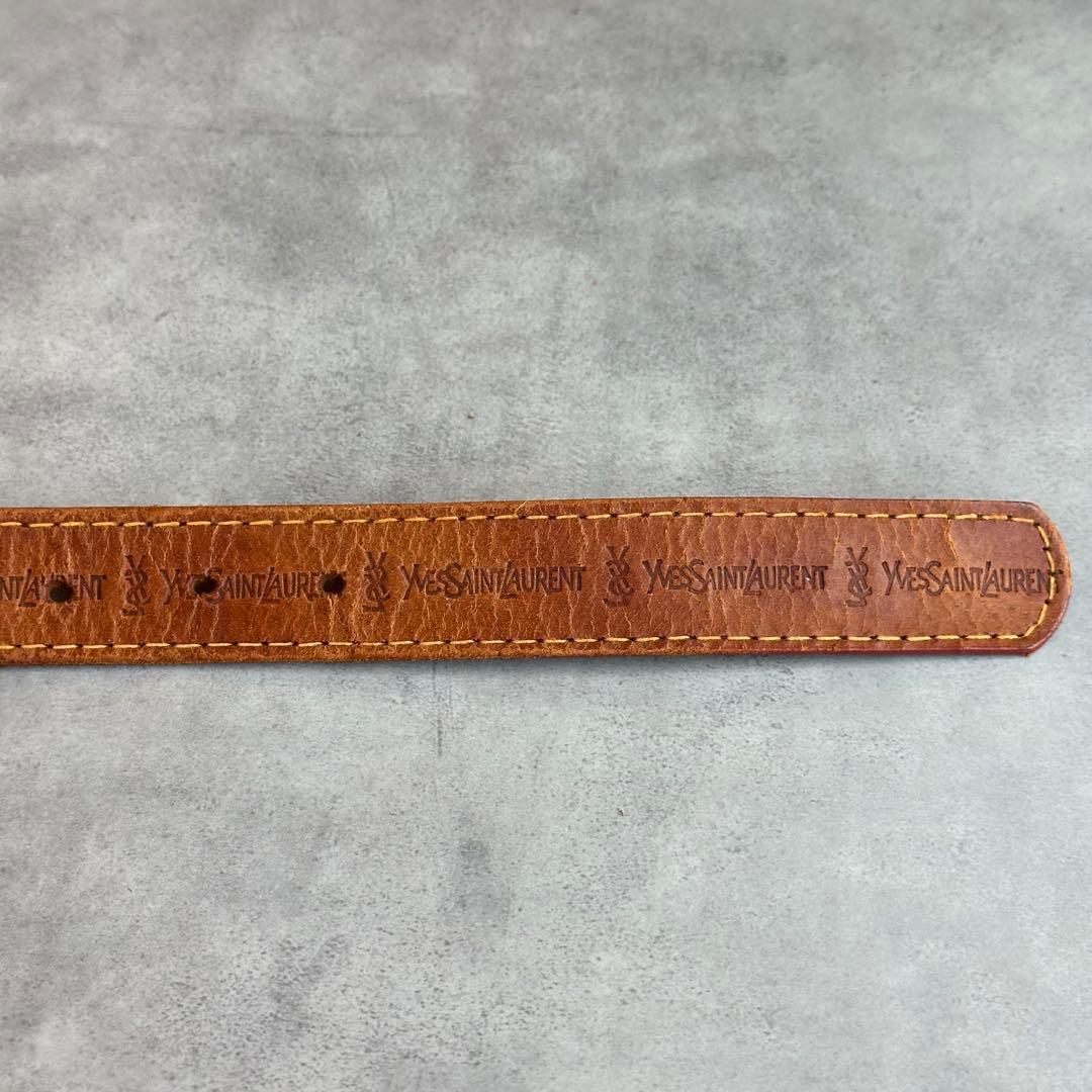 希少✨80s Yves Saint Laurent エンボスロゴ　レザーベルト 11