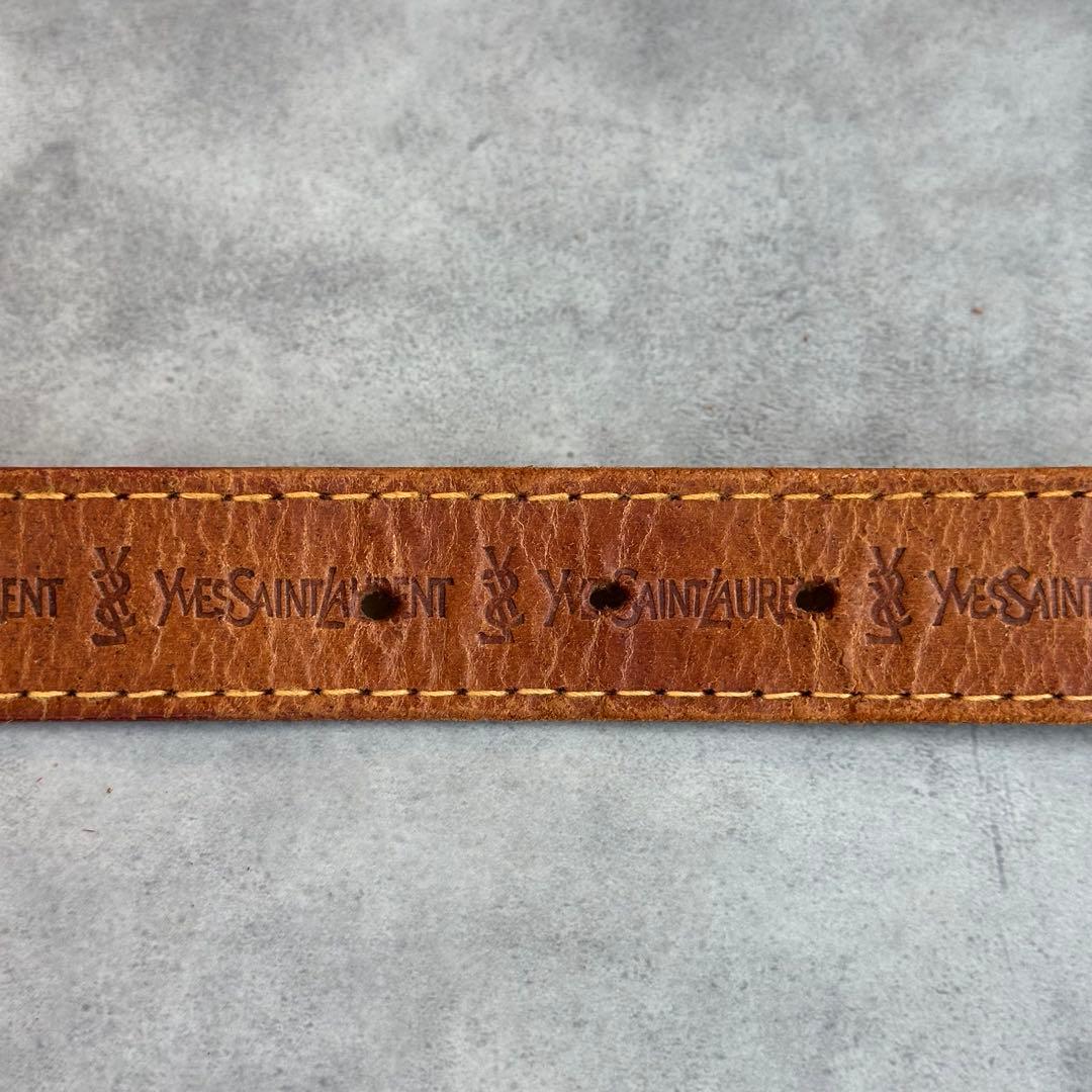 希少✨80s Yves Saint Laurent エンボスロゴ　レザーベルト 12