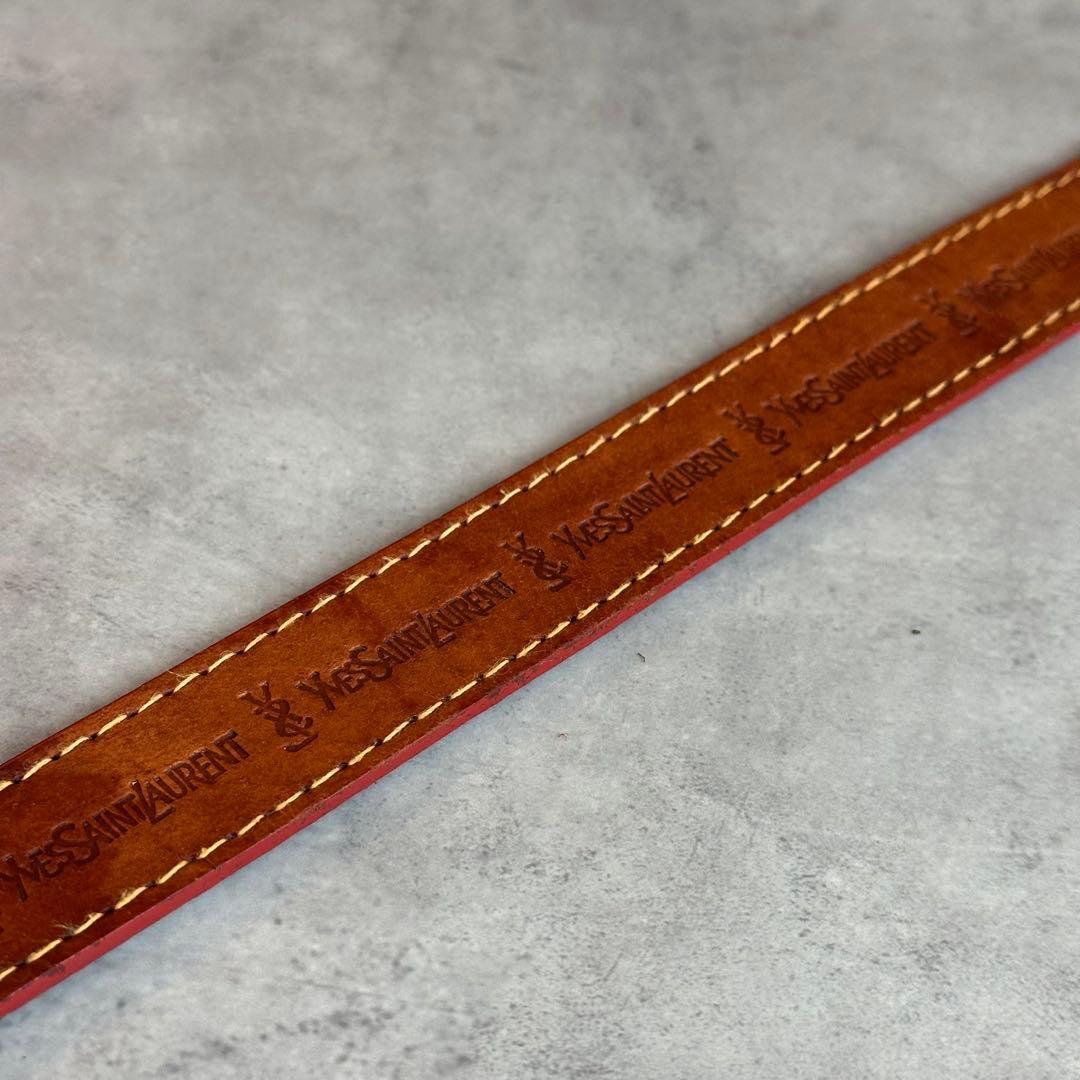 希少✨80s Yves Saint Laurent エンボスロゴ　レザーベルト 7
