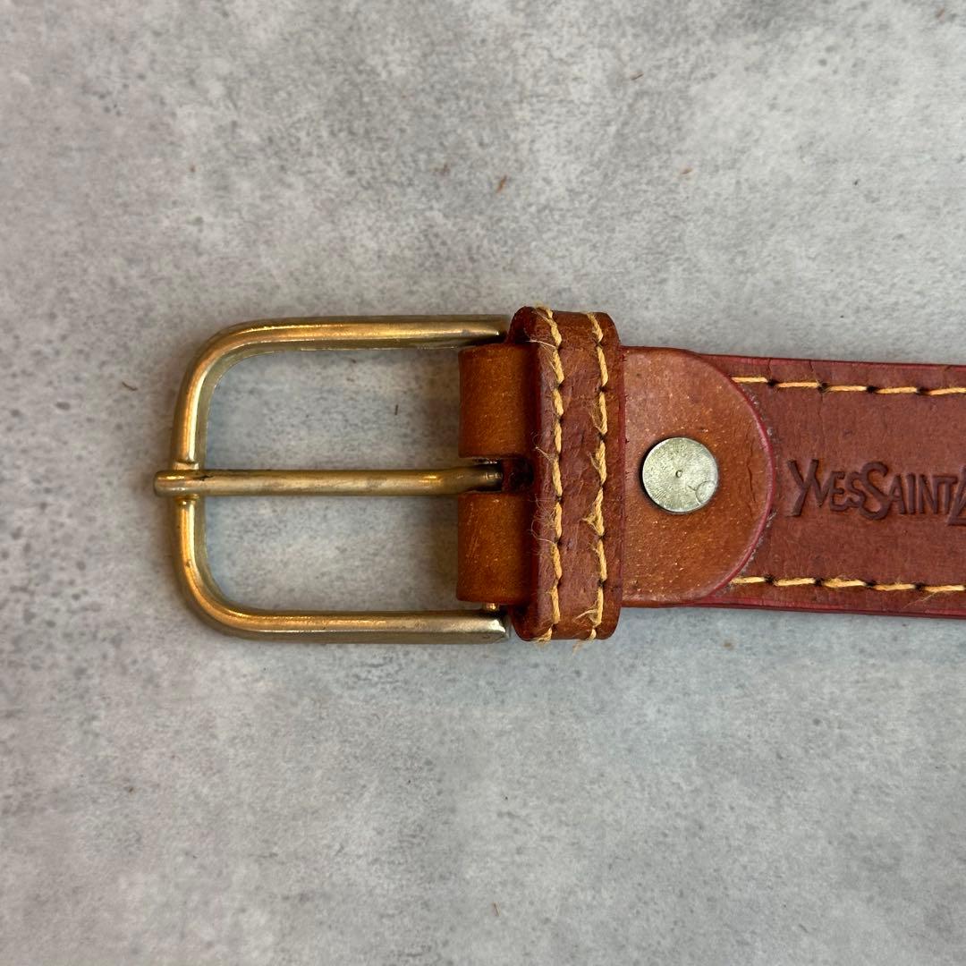 希少✨80s Yves Saint Laurent エンボスロゴ　レザーベルト 8