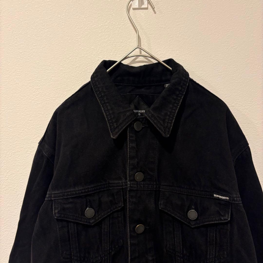 スーパードライ デニムジャケット Gジャン 黒 ブラック　無地 L メンズ 2