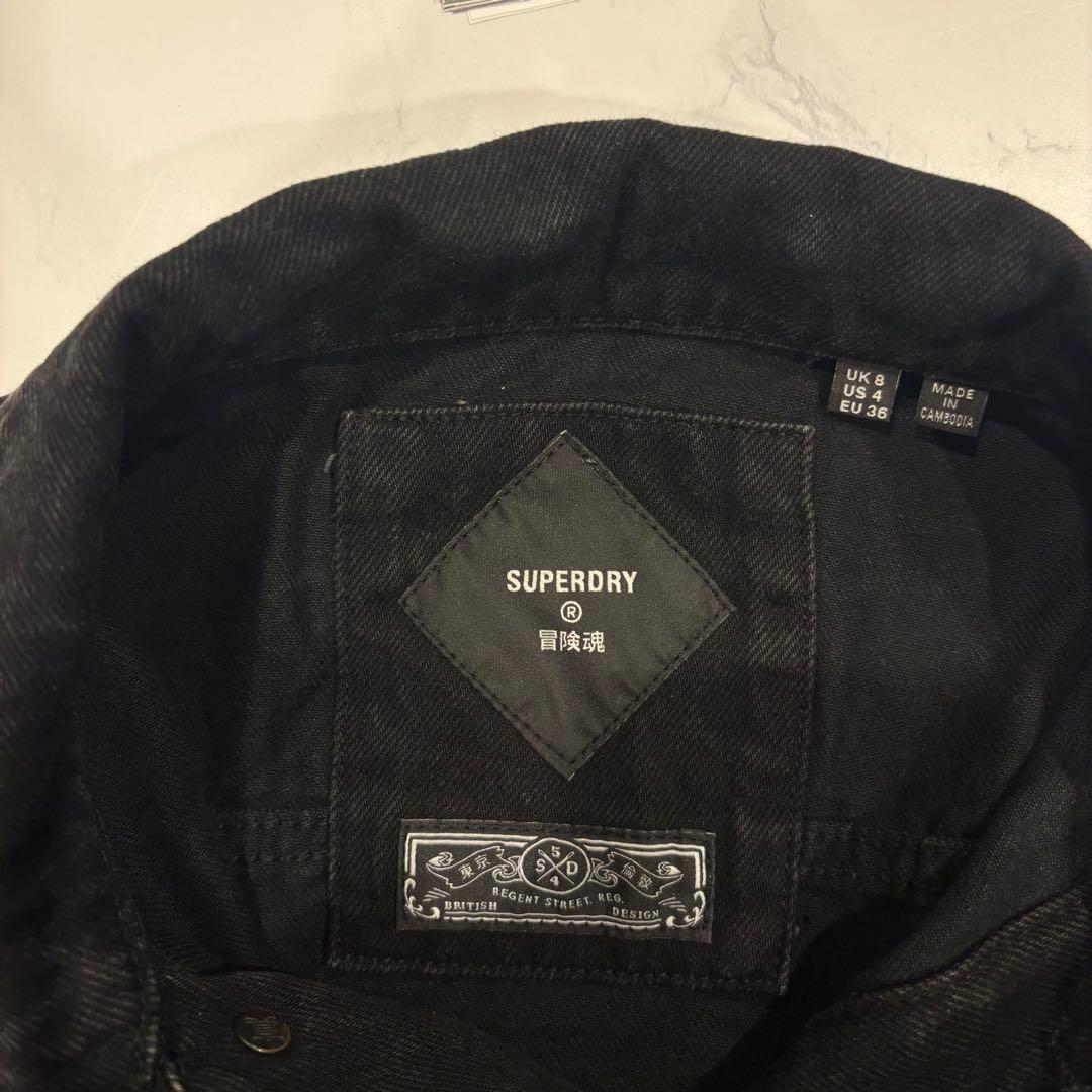スーパードライ デニムジャケット Gジャン 黒 ブラック　無地 L メンズ 12