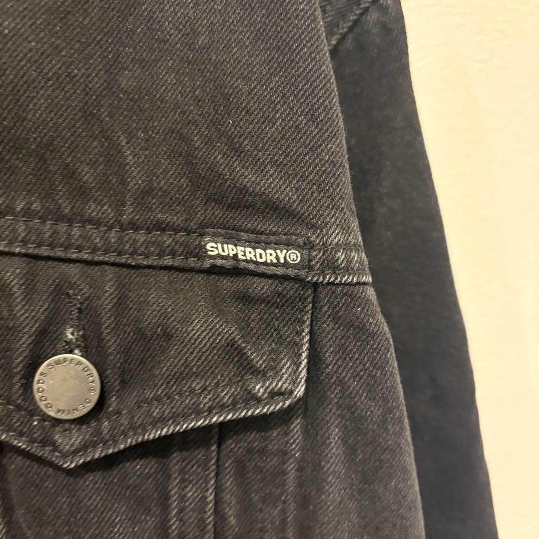 スーパードライ デニムジャケット Gジャン 黒 ブラック　無地 L メンズ 4