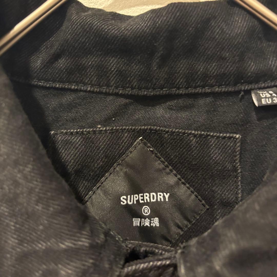 スーパードライ デニムジャケット Gジャン 黒 ブラック　無地 L メンズ 7