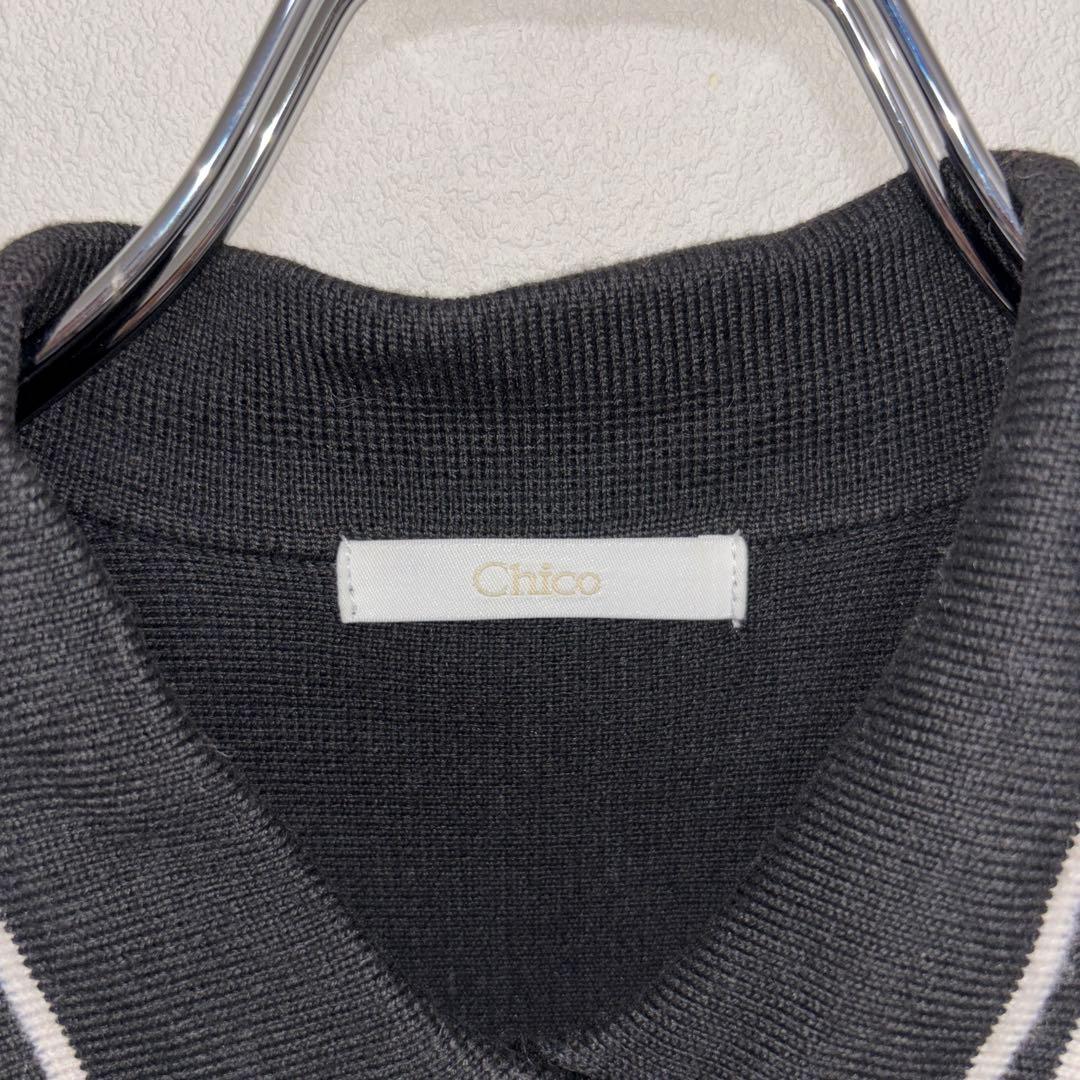 Chico ブラック ポロニットミニワンピース Fサイズ　d688 3