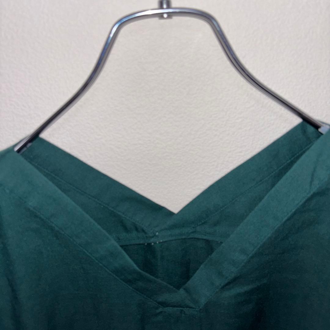 PLST ダークグリーン Vネック 半袖ブラウス M d750 3