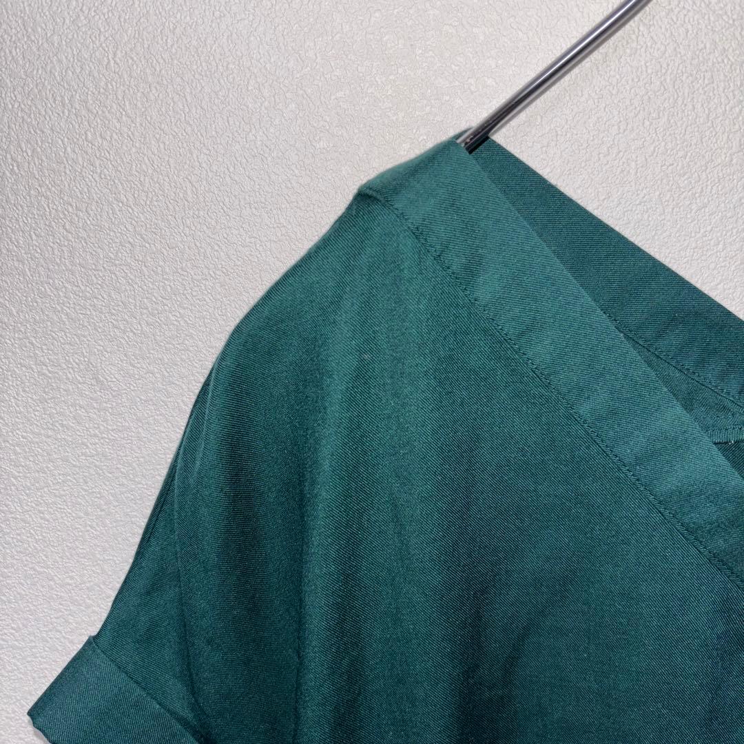 PLST ダークグリーン Vネック 半袖ブラウス M d750 4