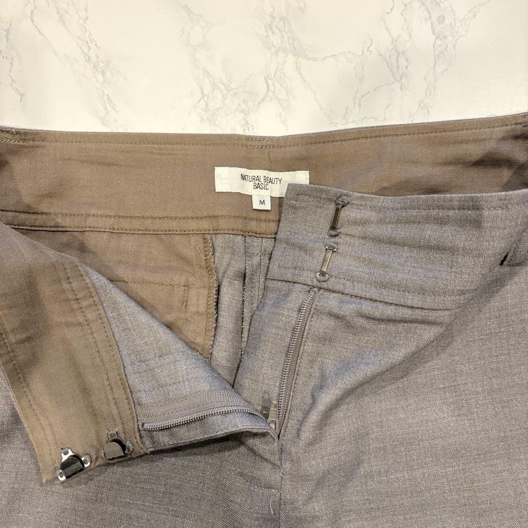 ナチュラルビューティーベーシック スラックス テーパードパンツ グレー M 7