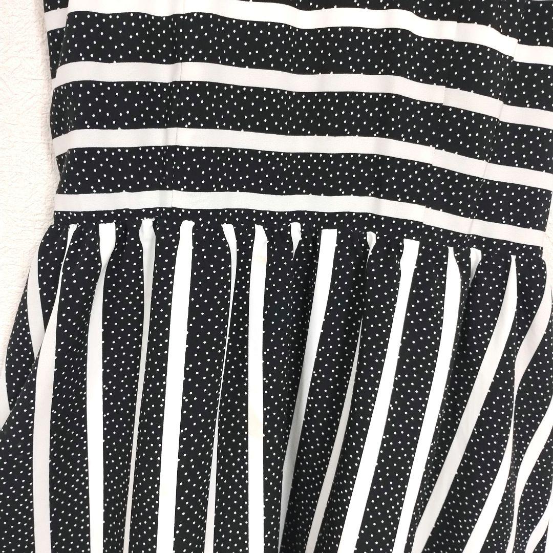 ジエンポリアム ノースリーブ ミニ異素材ワンピース 黒と白のストライプ M 3