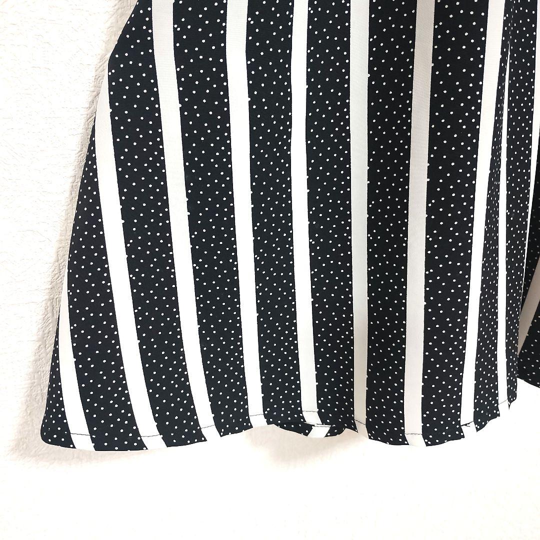 ジエンポリアム ノースリーブ ミニ異素材ワンピース 黒と白のストライプ M 4