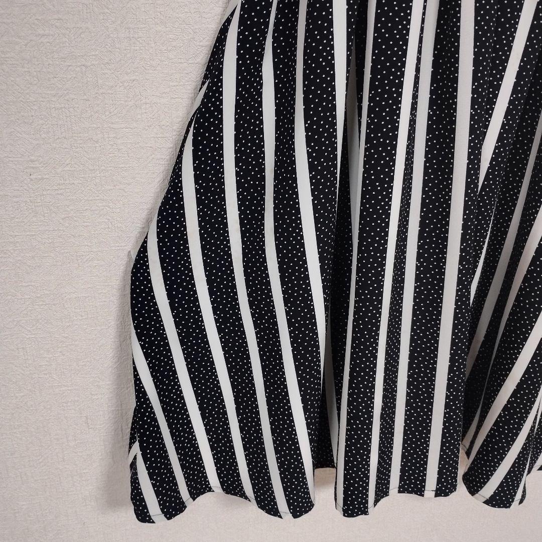 ジエンポリアム ノースリーブ ミニ異素材ワンピース 黒と白のストライプ M 9