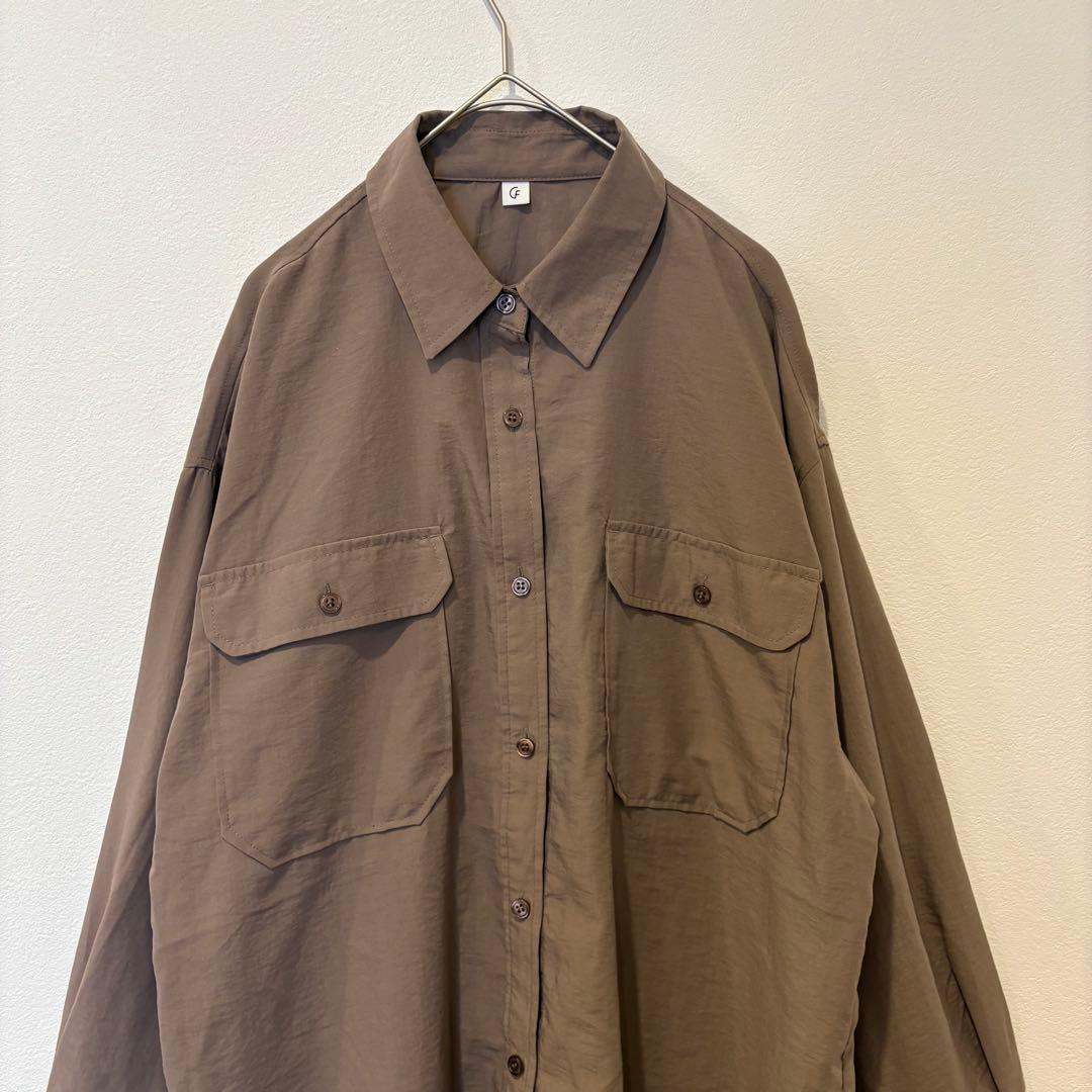 .【美品✨】長袖シャツ ゆったり カジュアル ブラウン 茶色　M 無地　シンプル 2