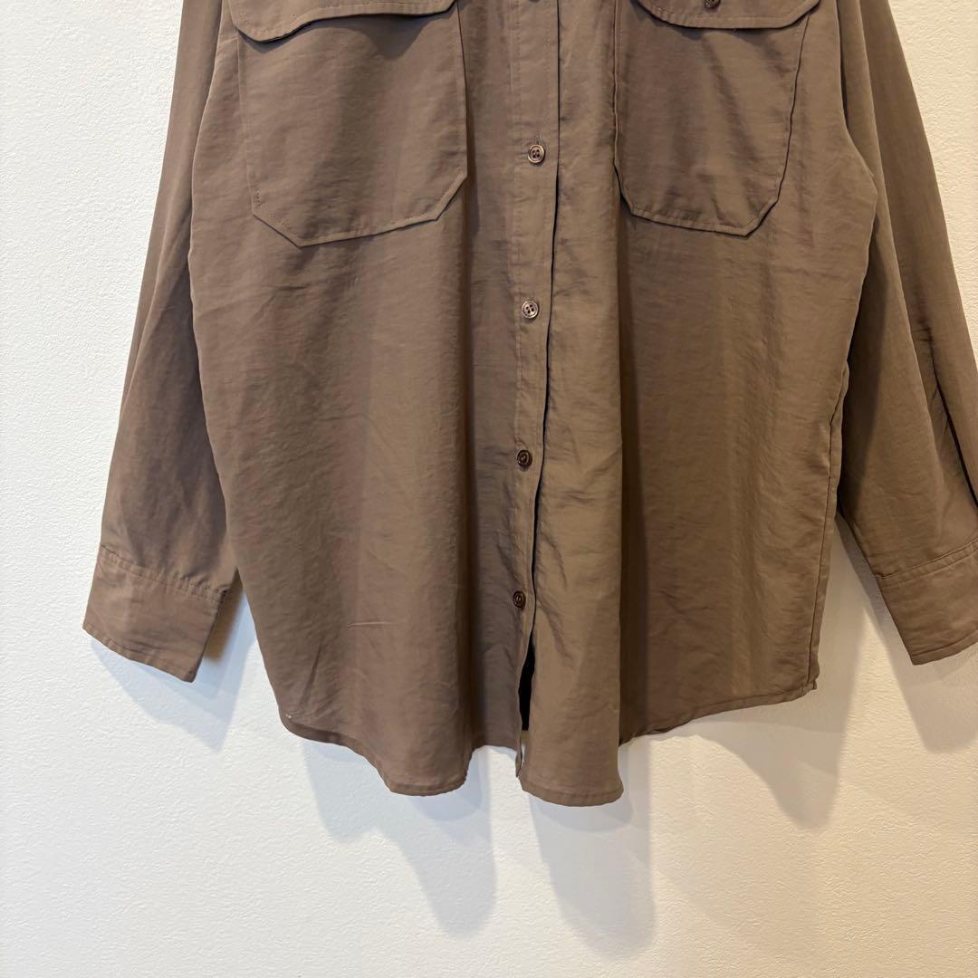 .【美品✨】長袖シャツ ゆったり カジュアル ブラウン 茶色　M 無地　シンプル 4