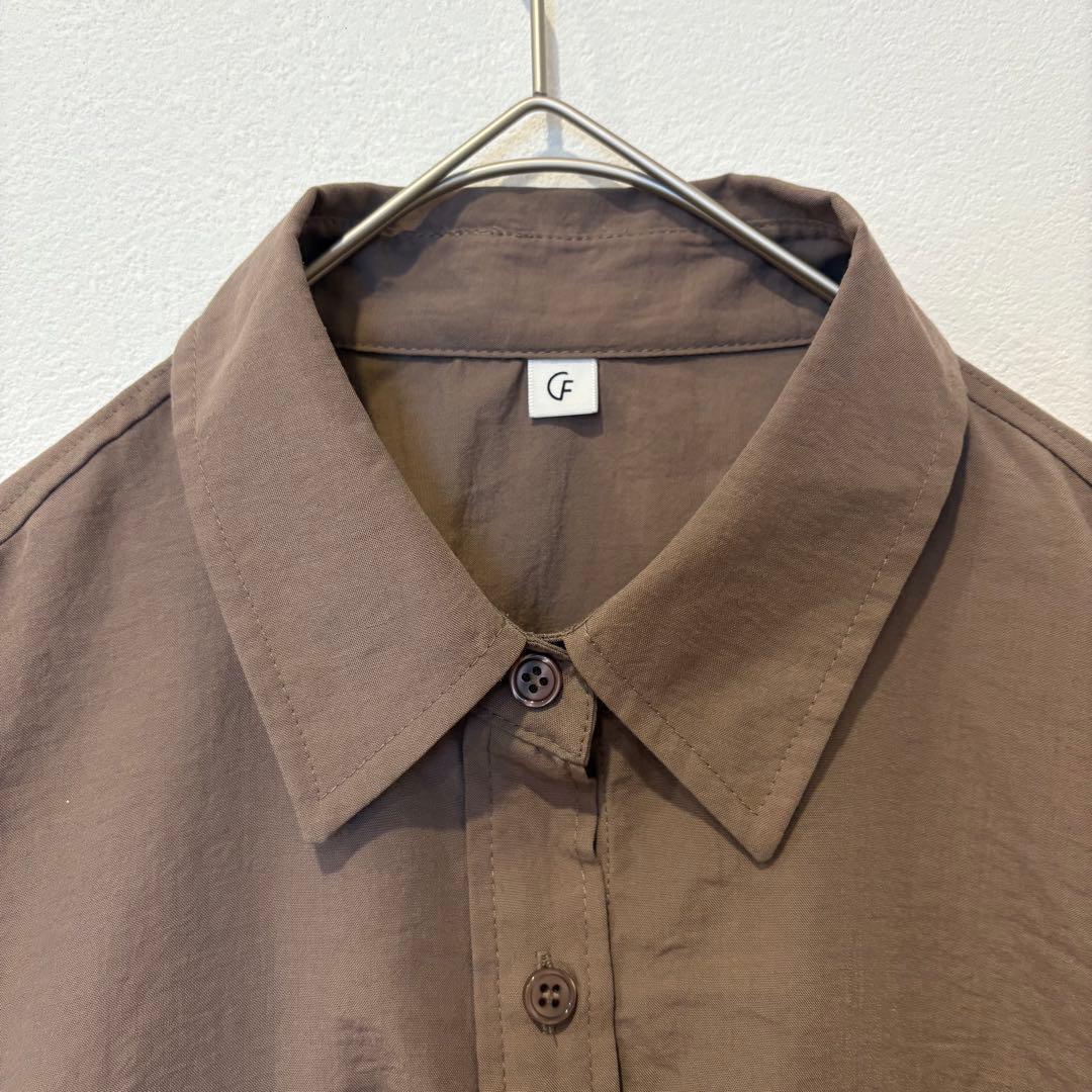 .【美品✨】長袖シャツ ゆったり カジュアル ブラウン 茶色　M 無地　シンプル 5