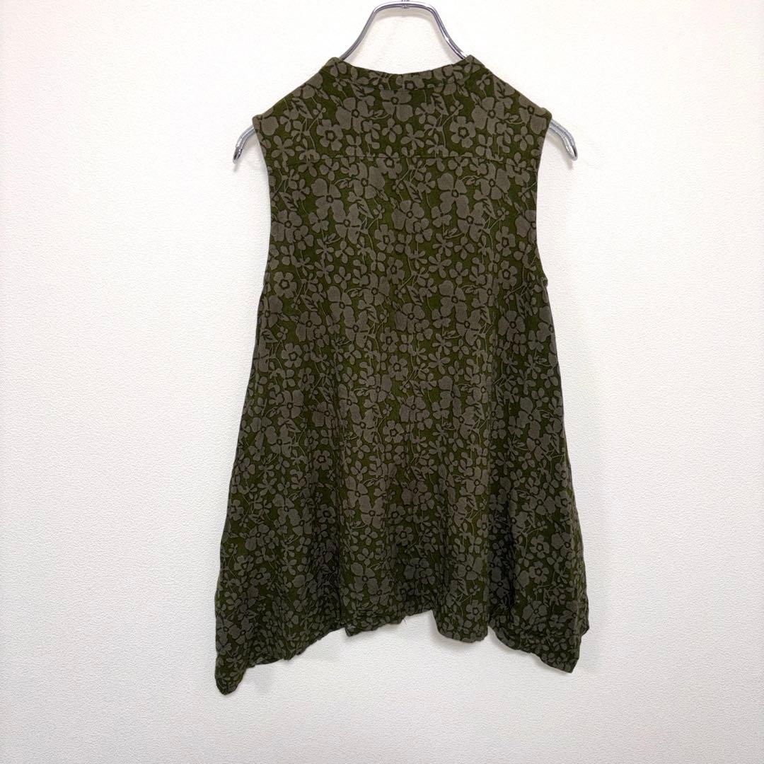 Pyumosso ピューモッソノースリーブシャツ Mオリーブグリーンd730 11