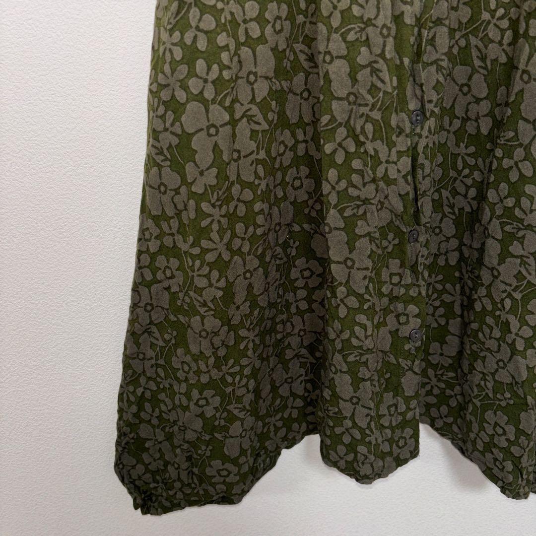 Pyumosso ピューモッソノースリーブシャツ Mオリーブグリーンd730 6