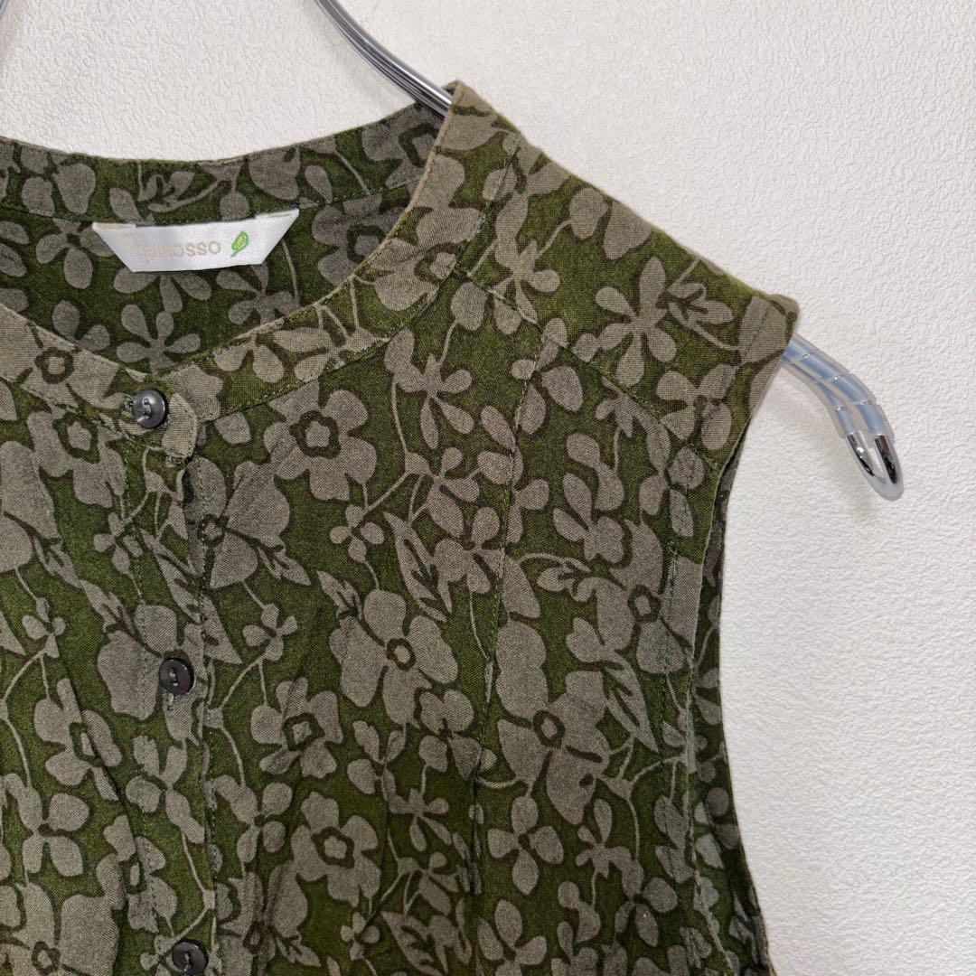 Pyumosso ピューモッソノースリーブシャツ Mオリーブグリーンd730 7