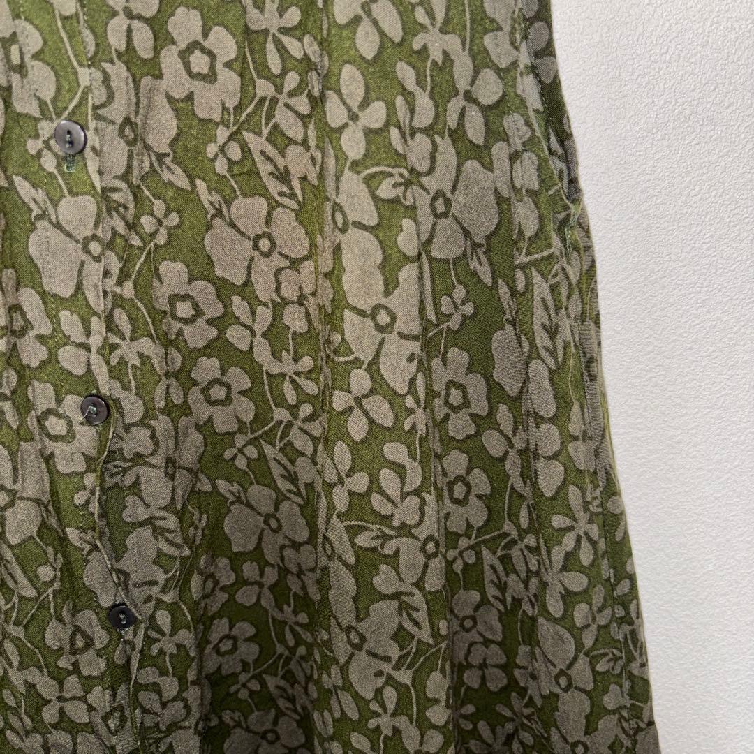 Pyumosso ピューモッソノースリーブシャツ Mオリーブグリーンd730 8