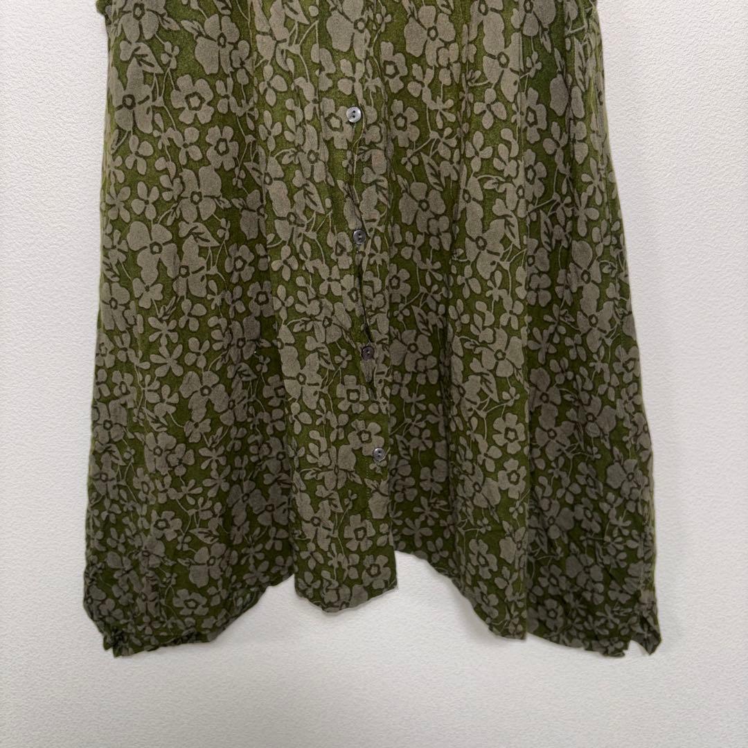 Pyumosso ピューモッソノースリーブシャツ Mオリーブグリーンd730 10