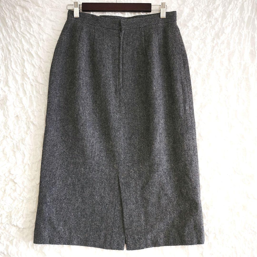 ルイジョーネ グレー ツイード タイトスカート ウエスト72 スリットあり 5
