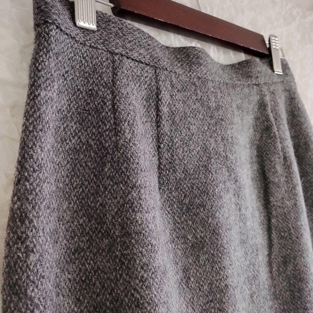 ルイジョーネ グレー ツイード タイトスカート ウエスト72 スリットあり 7
