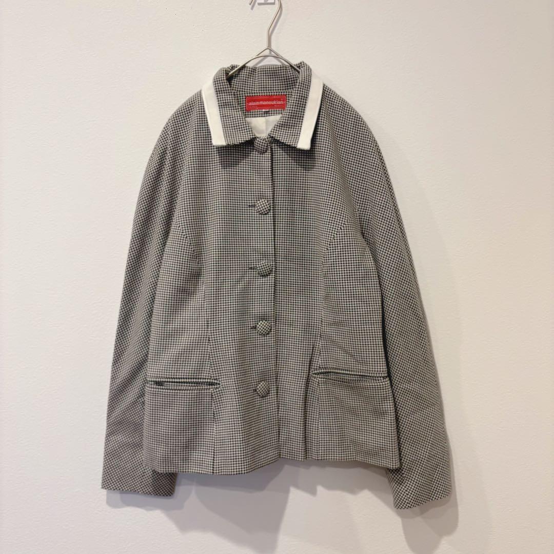 アランマヌキャン ジャケット チェック 千鳥柄 襟付き 長袖 40 フランス製