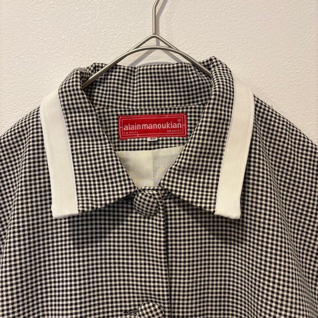 アランマヌキャン ジャケット チェック 千鳥柄 襟付き 長袖 40 フランス製 3