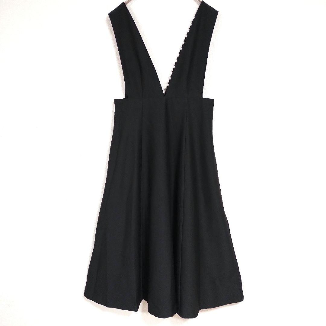 proportionプロポーション 黒ノースリーブフレアドレス M ビジュー