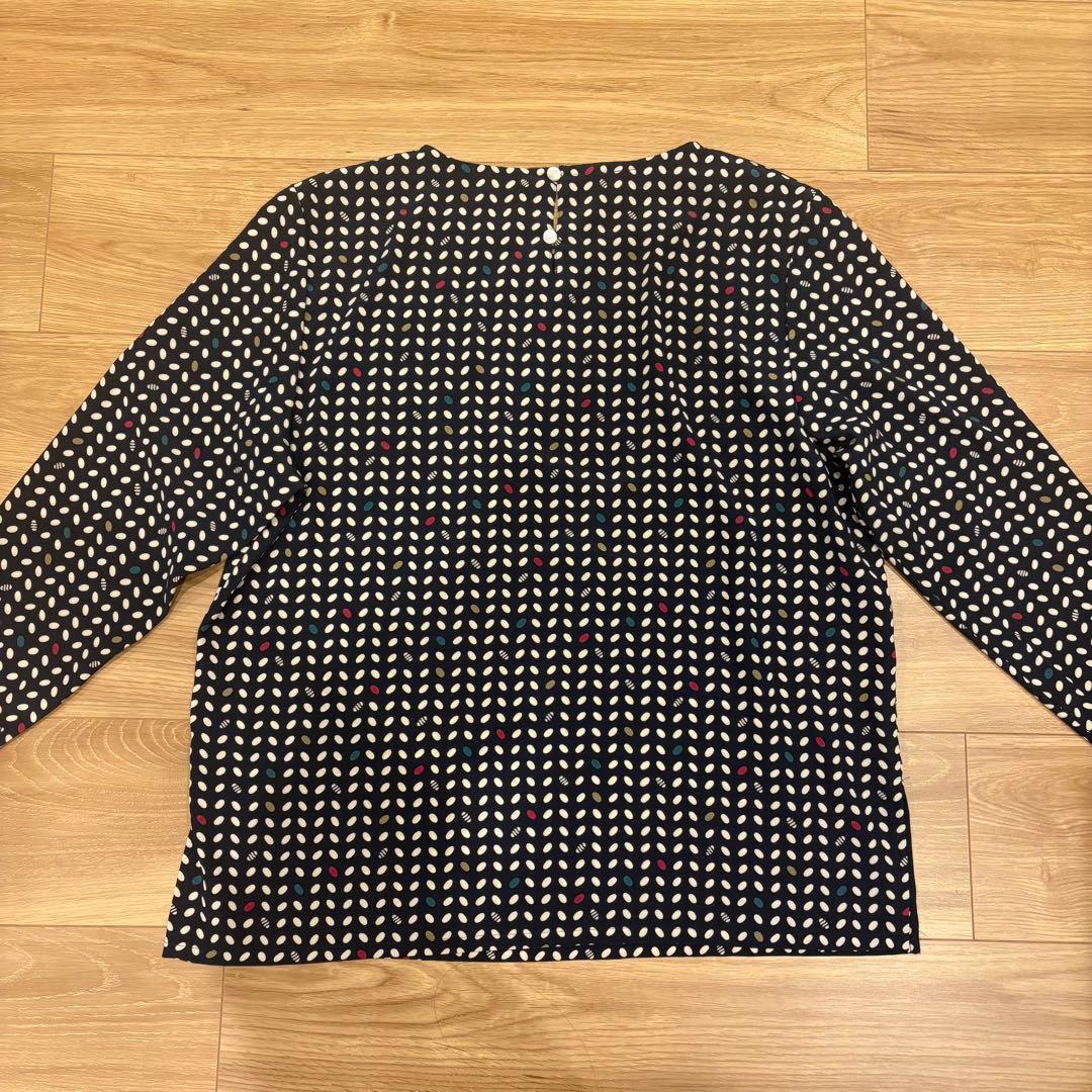 .【美品】B.B.N.Y 柄 長袖　ブラウス 黒 ブラック　薄手 M相当 6