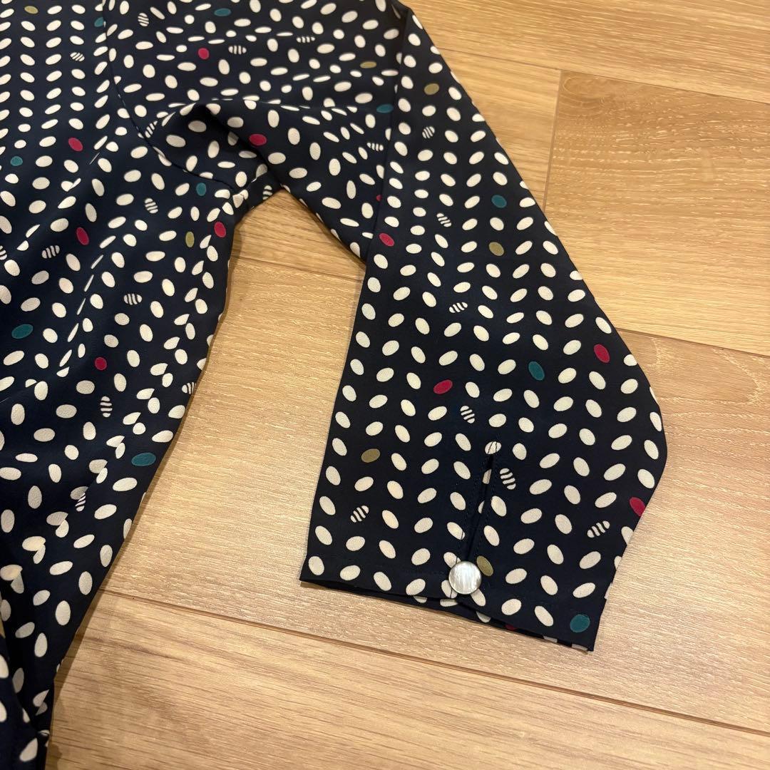 .【美品】B.B.N.Y 柄 長袖　ブラウス 黒 ブラック　薄手 M相当 8