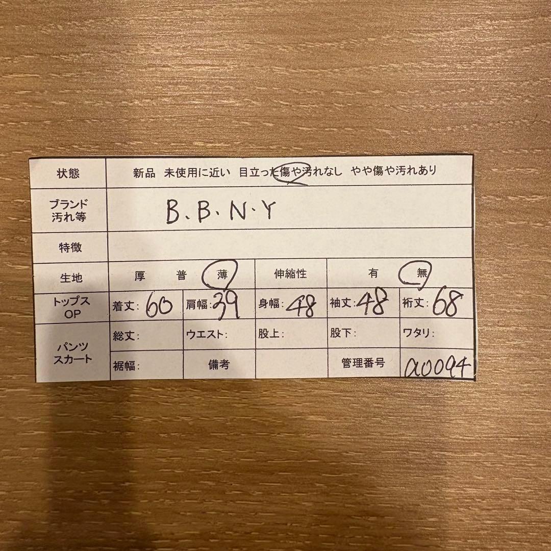 .【美品】B.B.N.Y 柄 長袖　ブラウス 黒 ブラック　薄手 M相当 9