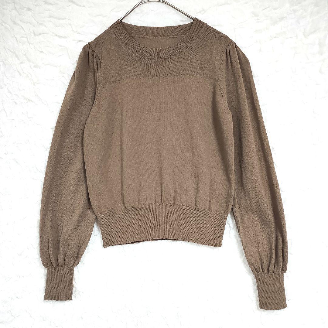 COHINA コヒナ ブラウン パフスリーブ ニットセーター F