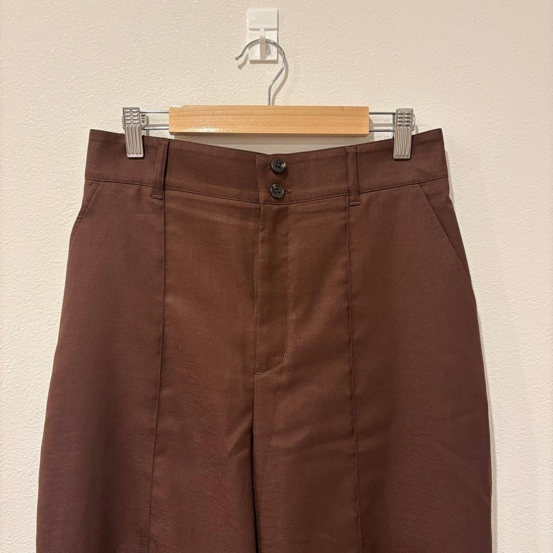 アールユー センタープレス パンツ テーパード ブラウン 茶色　Lサイズ　ワイド 2