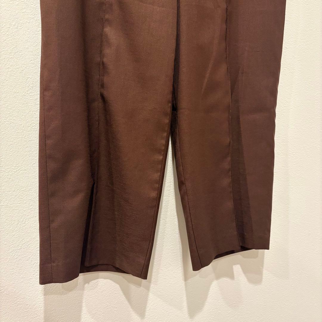 アールユー センタープレス パンツ テーパード ブラウン 茶色　Lサイズ　ワイド 3
