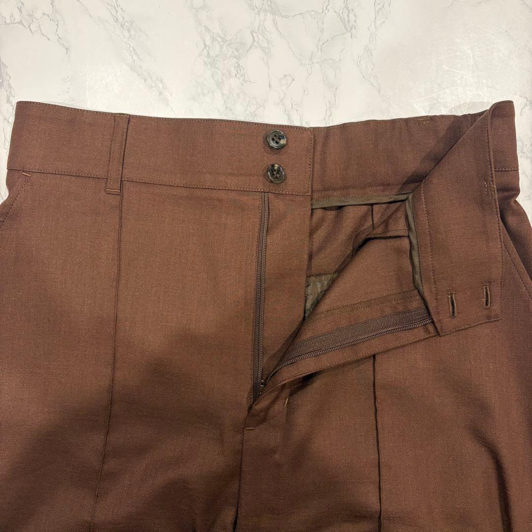 アールユー センタープレス パンツ テーパード ブラウン 茶色　Lサイズ　ワイド 6