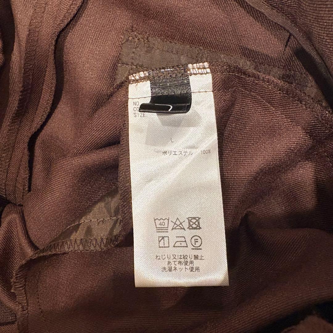 アールユー センタープレス パンツ テーパード ブラウン 茶色　Lサイズ　ワイド 7