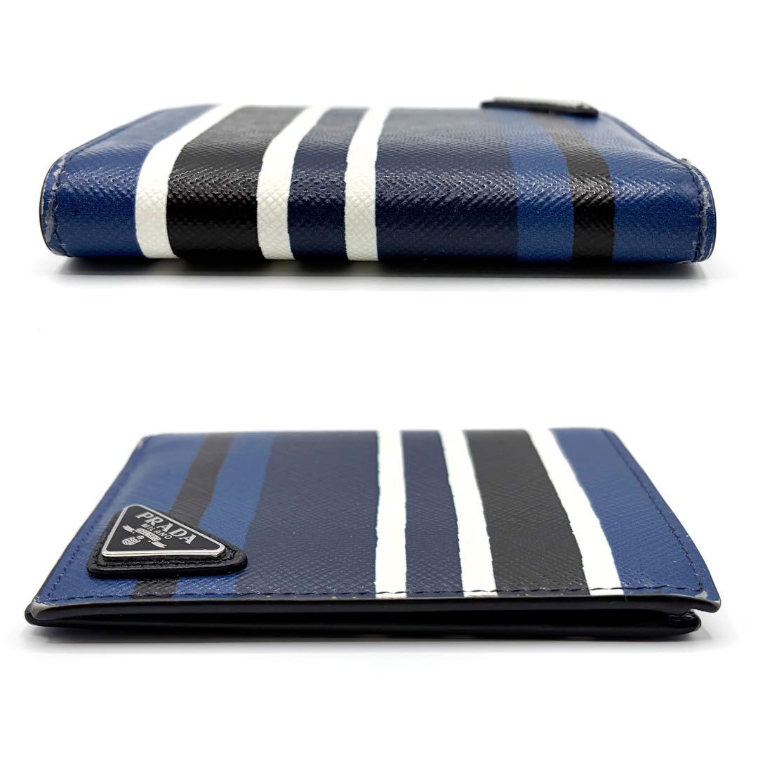 ⭐️美品⭐️ プラダ サフィアーノ ストライプ コンパクトウォレット 7