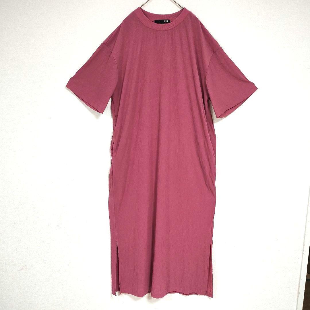 シュガー スプーン リブ素材 半袖カットソーワンピース ピンク F 軽やか