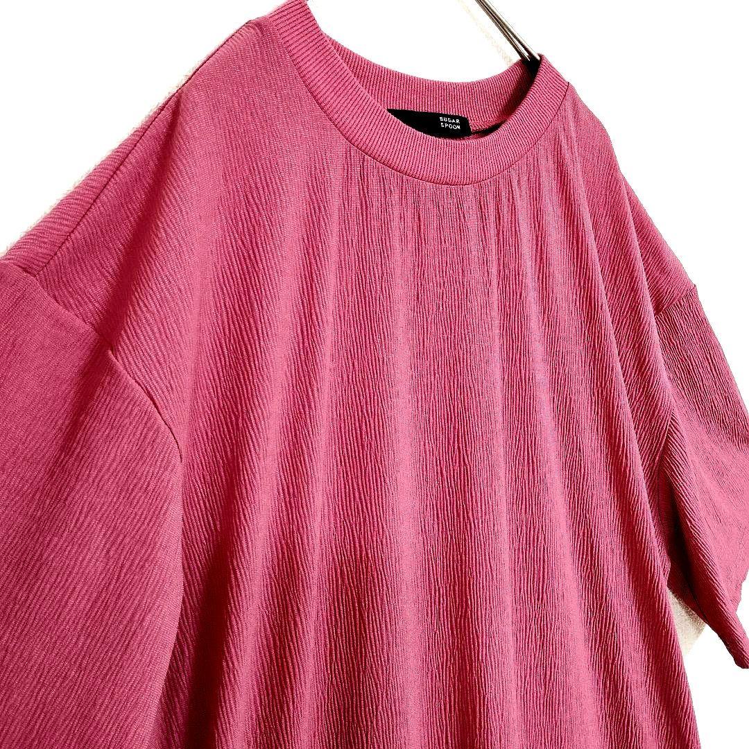 シュガー スプーン リブ素材 半袖カットソーワンピース ピンク F 軽やか 3