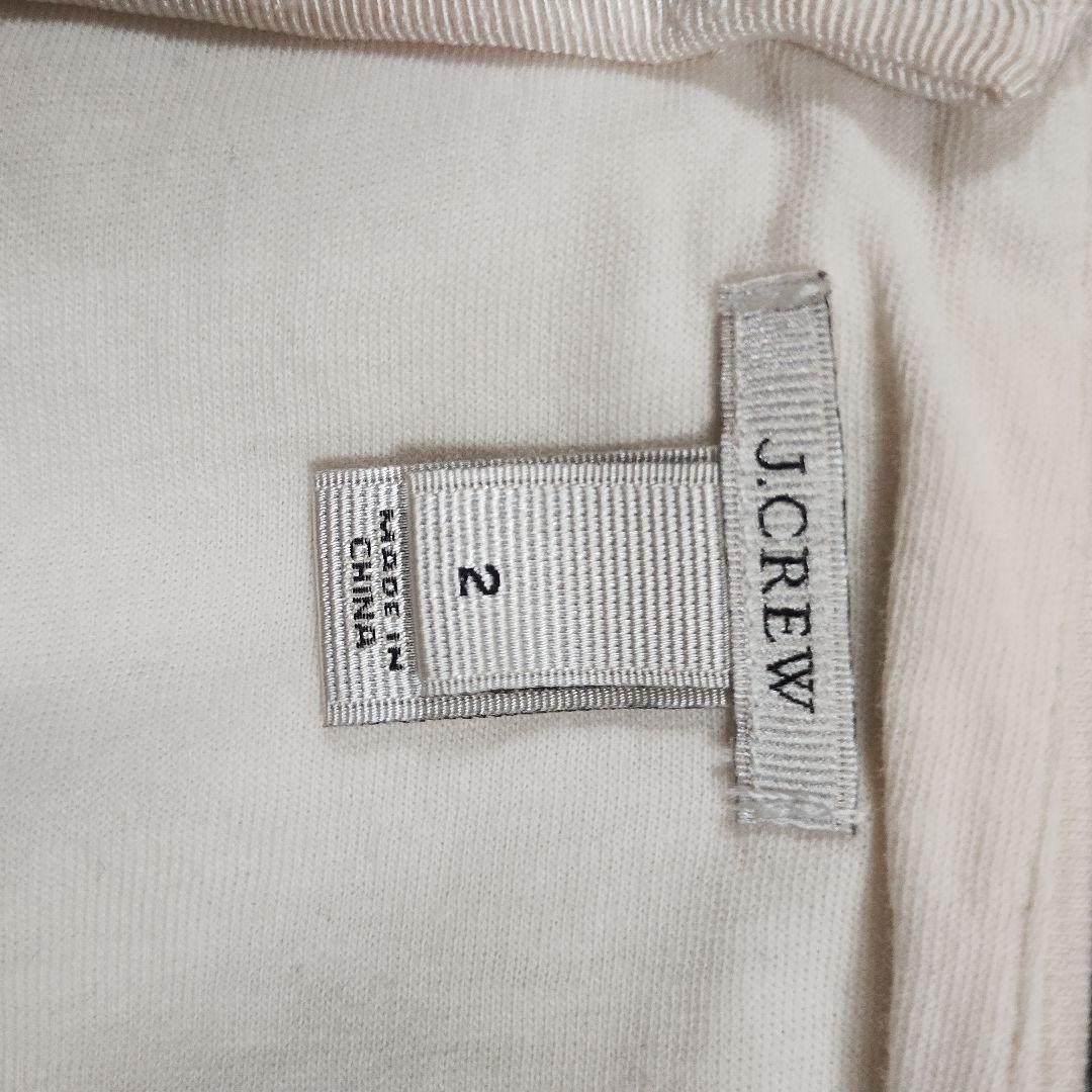 J・CREW ホワイト/ネイビー Vネック ノースリーブ ワンピース M リネン 8