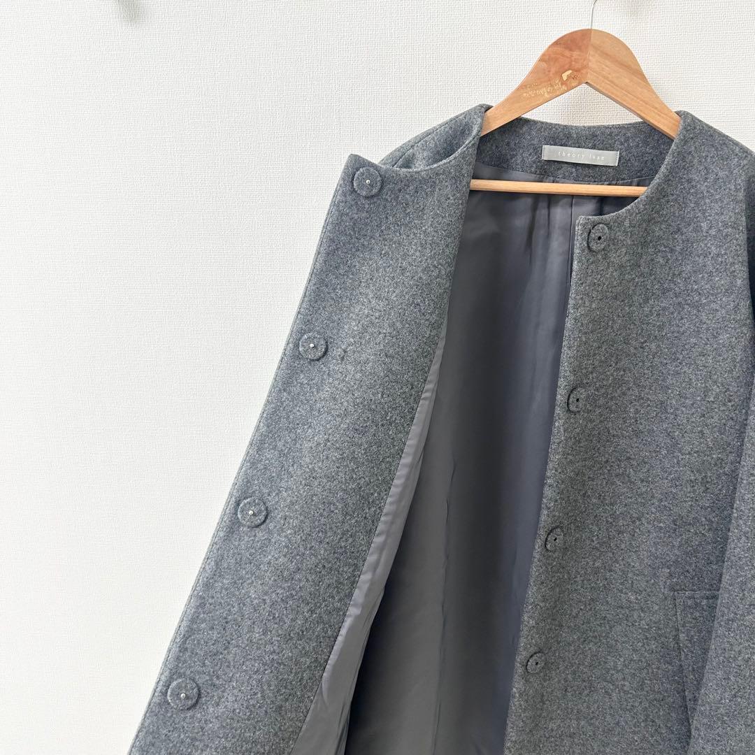 2025AW✨セオリーリュクス　ロングコート　ノーカラー　グレー　38 3