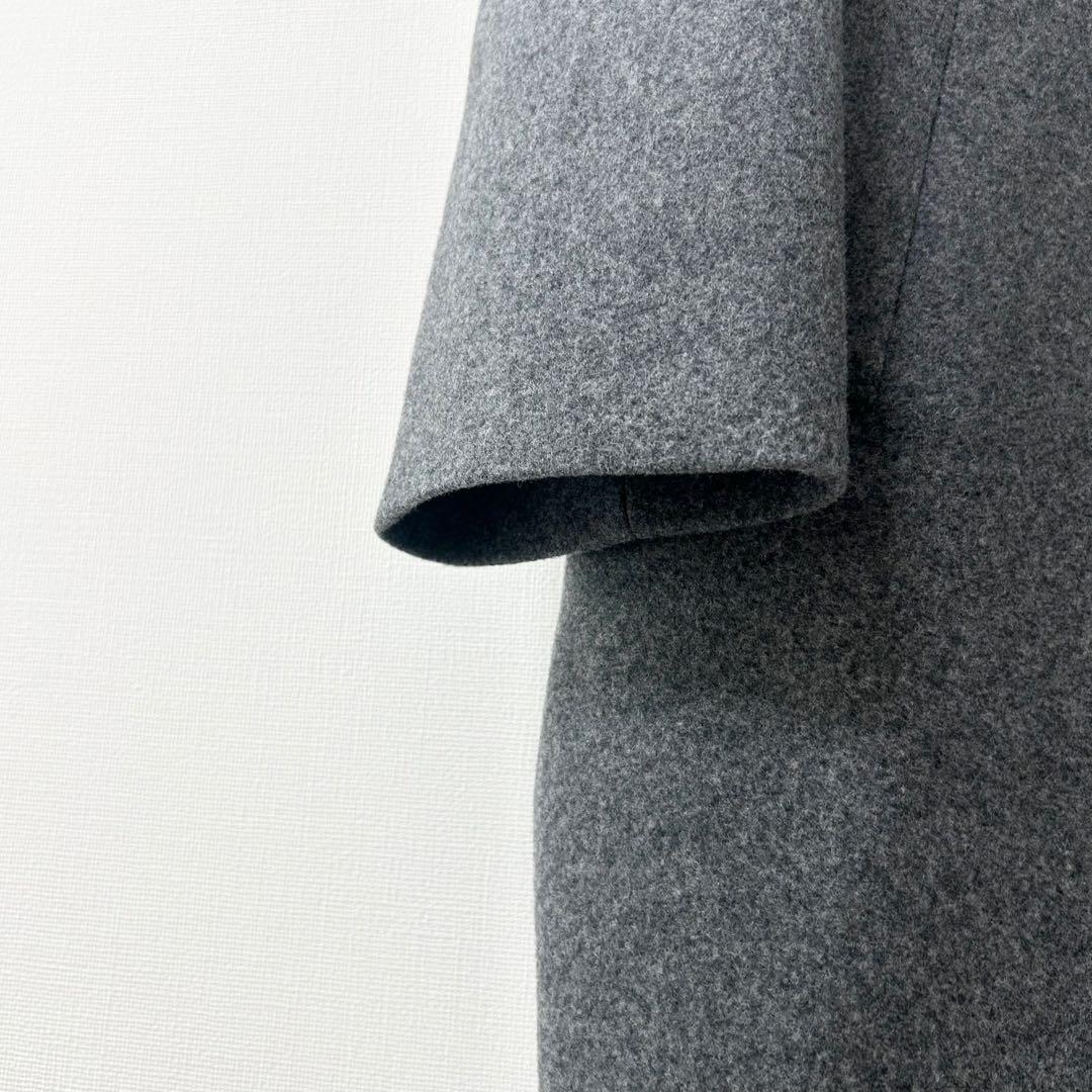 2025AW✨セオリーリュクス　ロングコート　ノーカラー　グレー　38 5