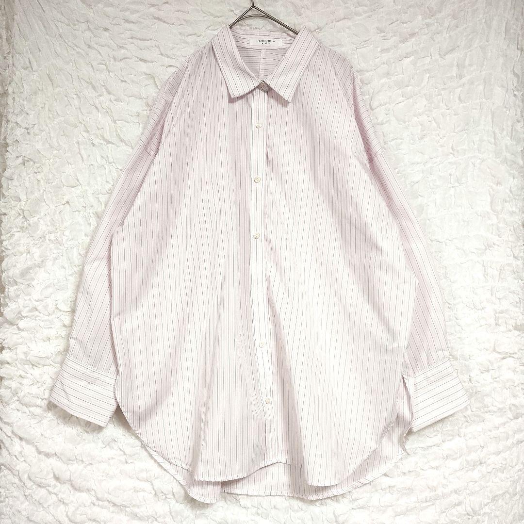 chocolat raffine ピンクストライプ長袖シャツ オーバーサイズ
